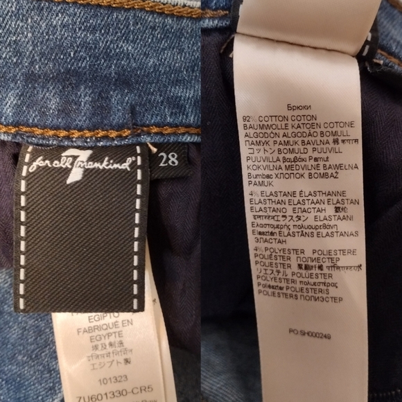 7 For All Mankind Cropped Alexa Blue High Rise Cut Hem Trouser Wide Leg Jeans - Picture 15 of 15